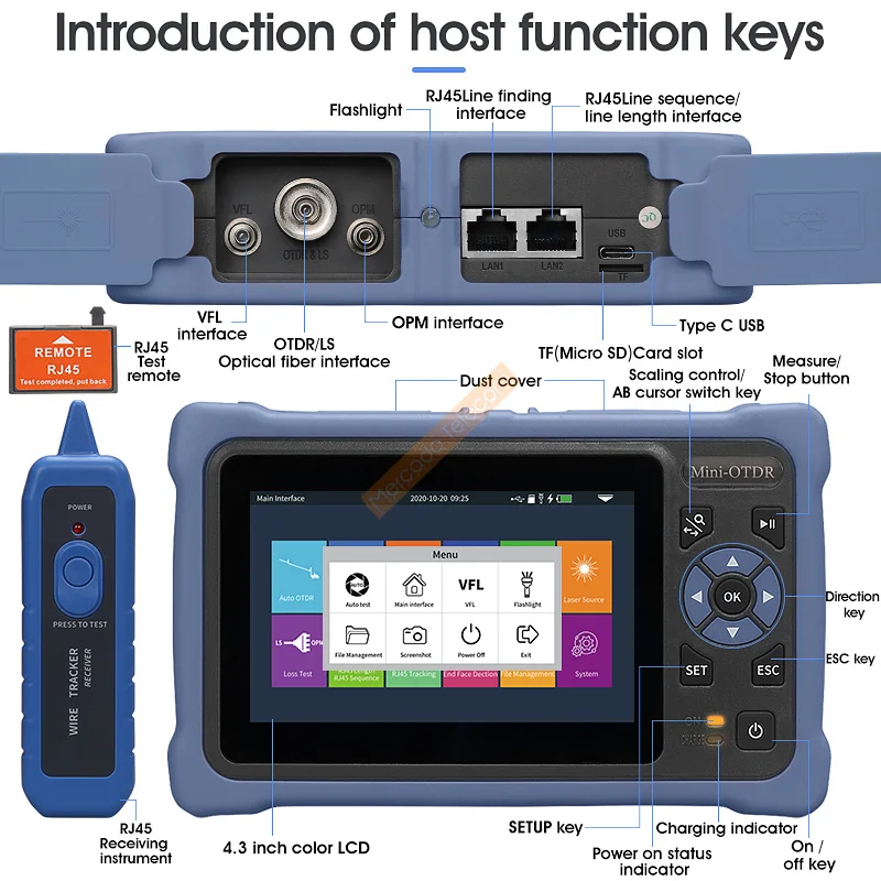 Tanie 12 W 1 100KM MINi OTDR 1310/1550nm 26/24dB światłowód Reflektometr Ekran Dotykowy VFL OLS OPM Mapa Zdarzeń Kabel Ethernet Tester