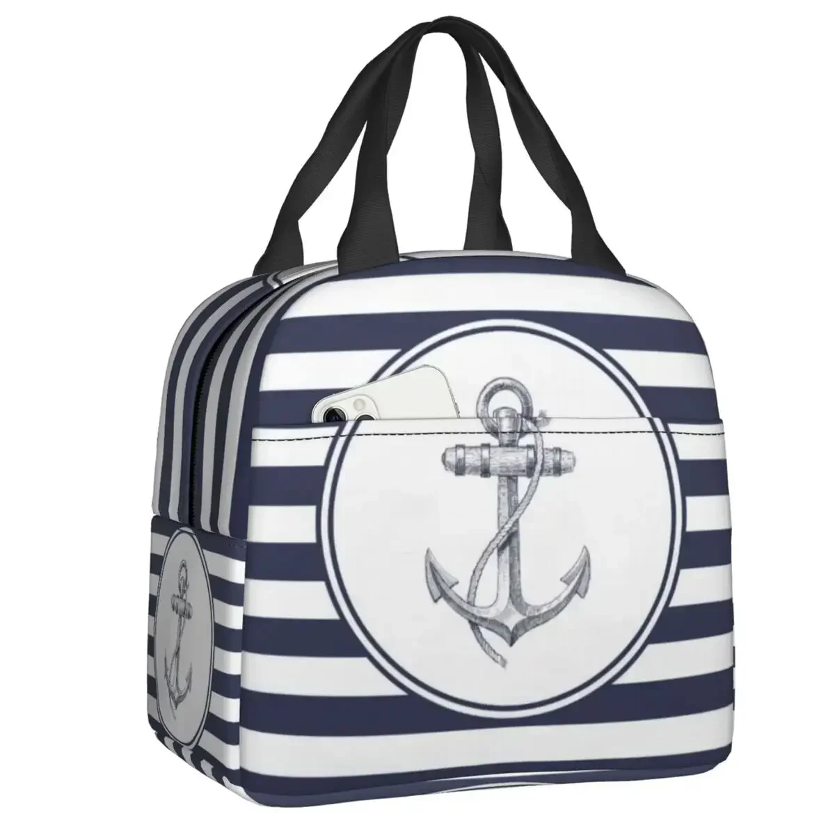 

Женский Ланч-бокс с морским якорем, темно-синий Портативный Термоизолированный Ланч-бокс для пикника на открытом воздухе, многофункциональный контейнер для еды