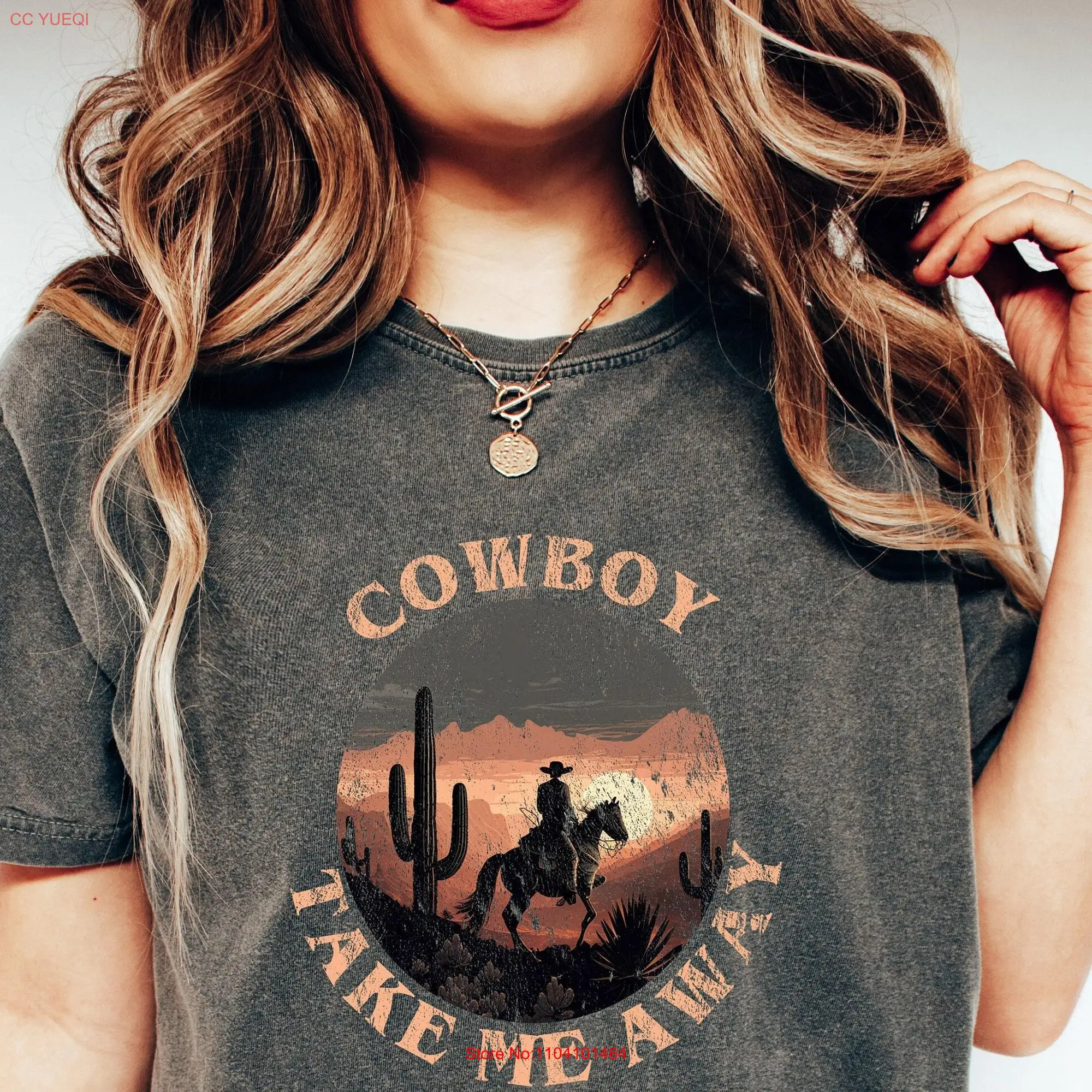 Комфортная цветная Винтажная футболка в западном стиле для Cowgirl Take Me Away
