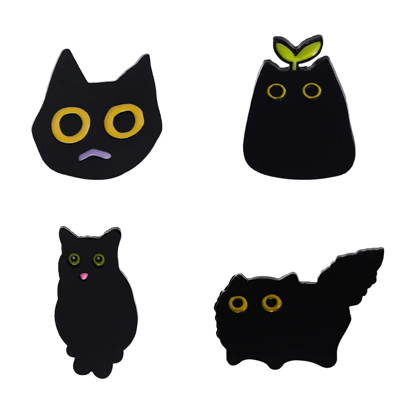 

Брошь в виде животного из сплава, мультяшная Милая Черная брошь в форме кошки, аксессуар для одежды, значок на лацкан