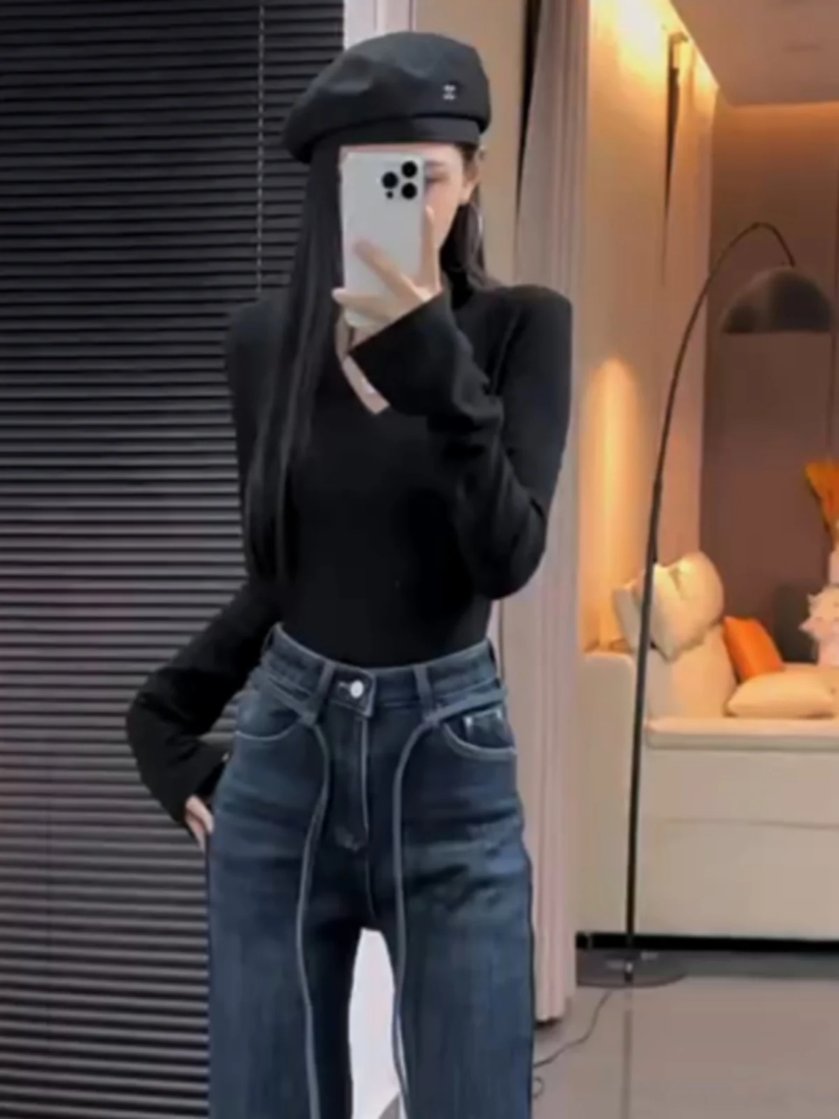 Однотонная облегающая футболка с длинными рукавами внутренняя одежда нижняя