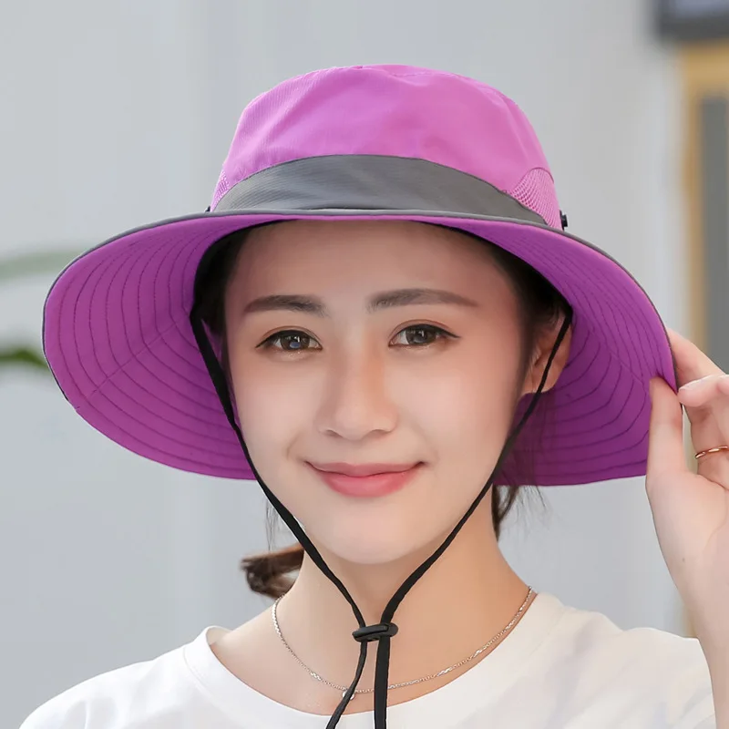 

Sun Hat Unisex Summer Black Wide Brim Bucket Hat Outdoor UV Protection UPF 50+ Men and Women's Panama Hat Foldable Fishing Hat