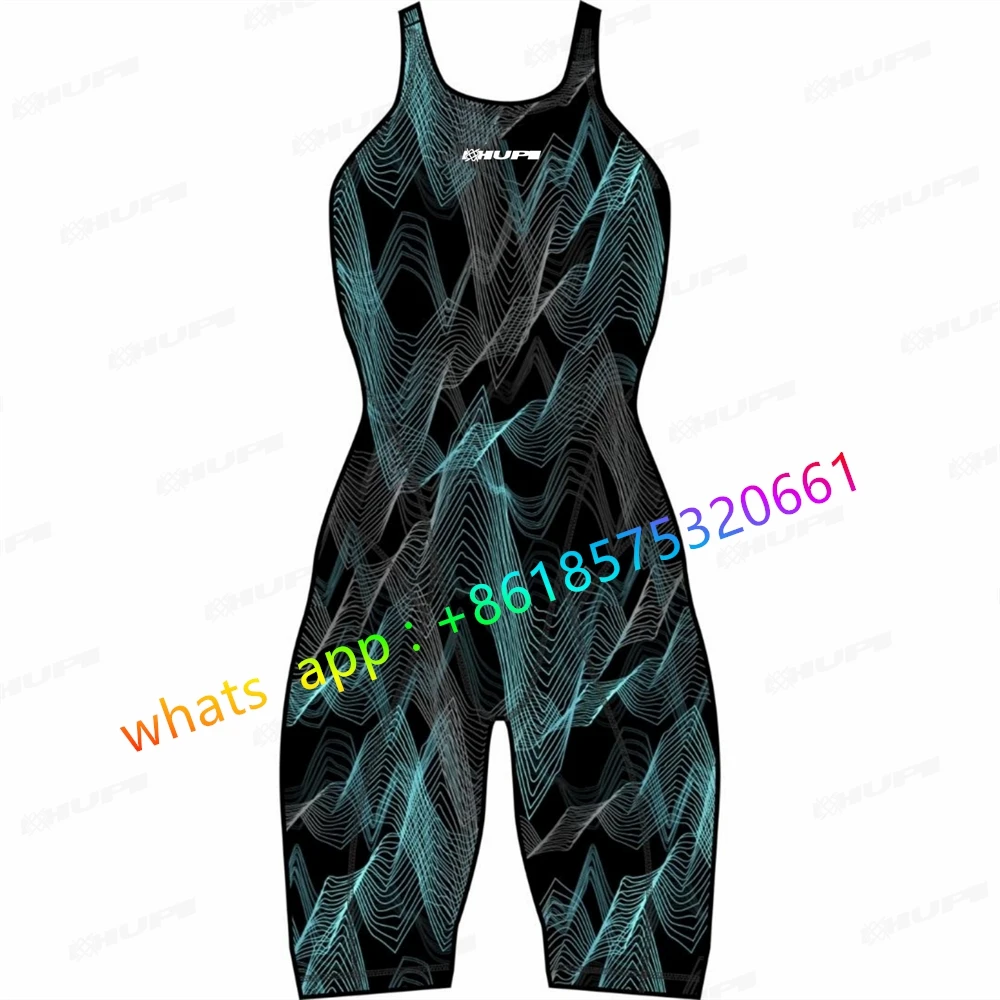 Swimsuit Open Back Knee Length One Piece Swimsuit Women Swimwear Body Engineering Swimsuit Competition Jumpsuit 2023