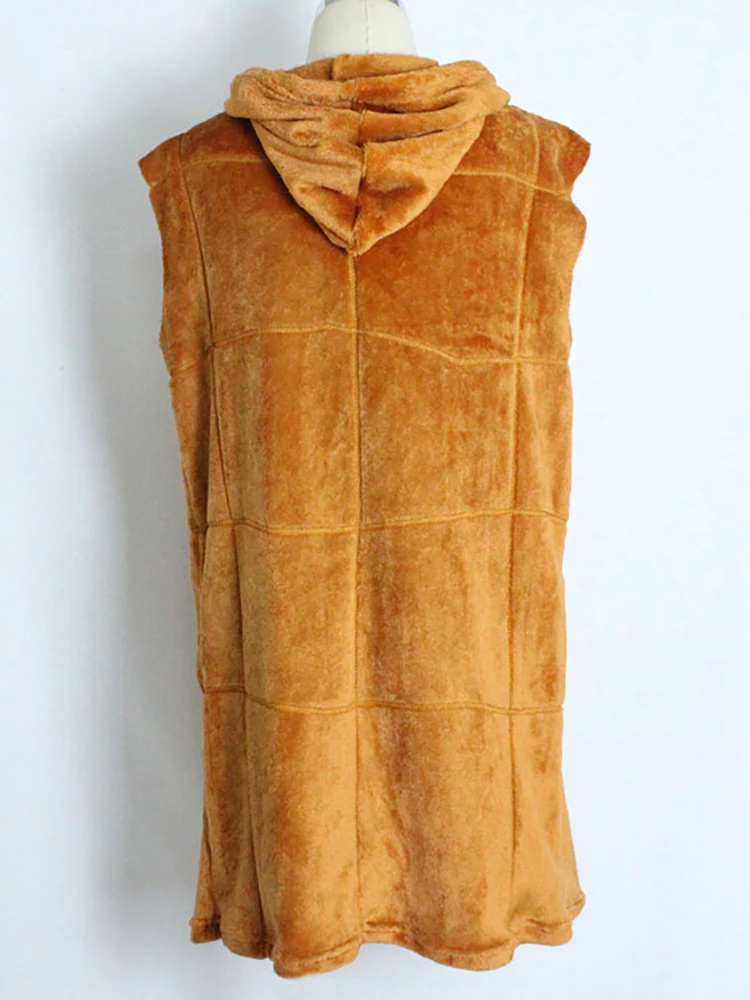 Autumn Winter Women Fox Fur Vest Hooded Fluffy Top Thick Warm Jacket Fashion Ladies Sleeveless Fleece Coat Female Outerwear 2022