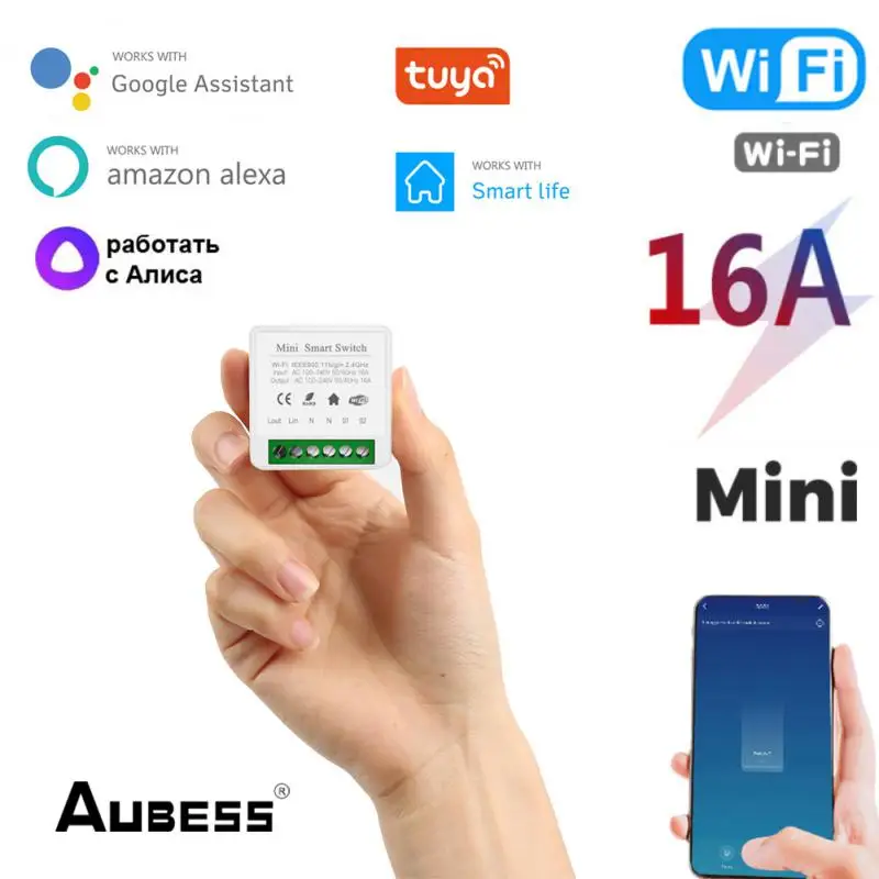 

Умный мини-выключатель Aubess 16 А с поддержкой Wi-Fi