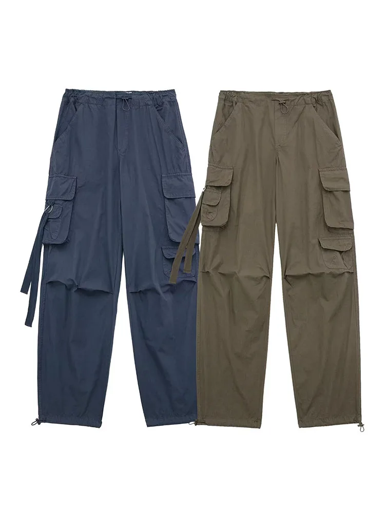 

BSK&ZA&TRF 6929230 Women 2022 New Chic Fashion Multi-pocket Parachute Pants Vintage High Waist Female Trousers Mujer 6929/230