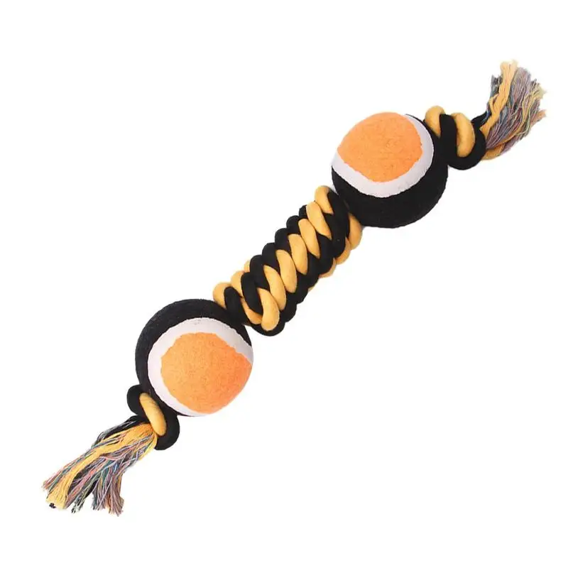 

Rope Dog Toys Halloween Bite-Resistant Double Tennis Ball Chewing Toy Portable Teething Toy For Indoor & Outdoor Interactive