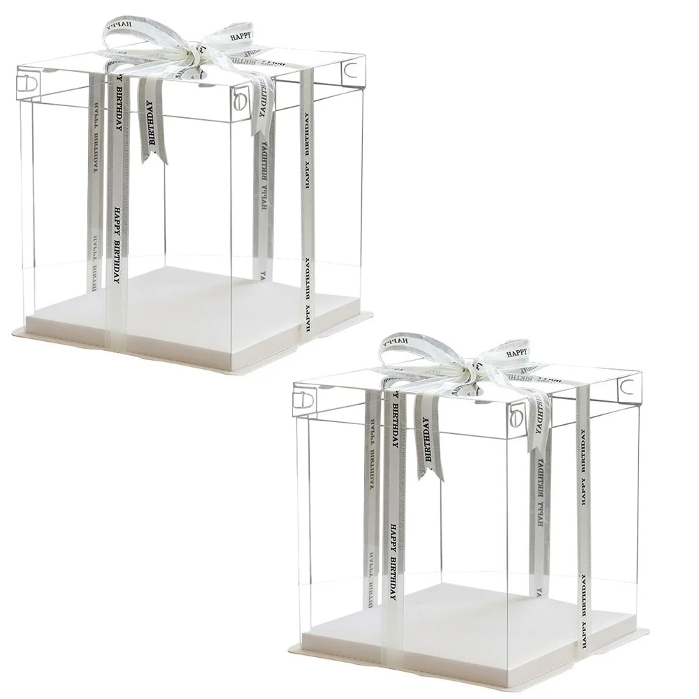 

Cake Box Clear Boxes Container Carrier Transparent Packaging Wedding Bakery Display Cupcake Disposable Birthday Gift Holder