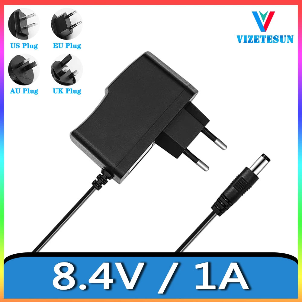 

8,4 В 1 А Зарядное устройство для велосипедных фар 8,4 В 1000 мА Адаптер для зарядки литиевой батареи постоянного тока 5,5*2,1 мм