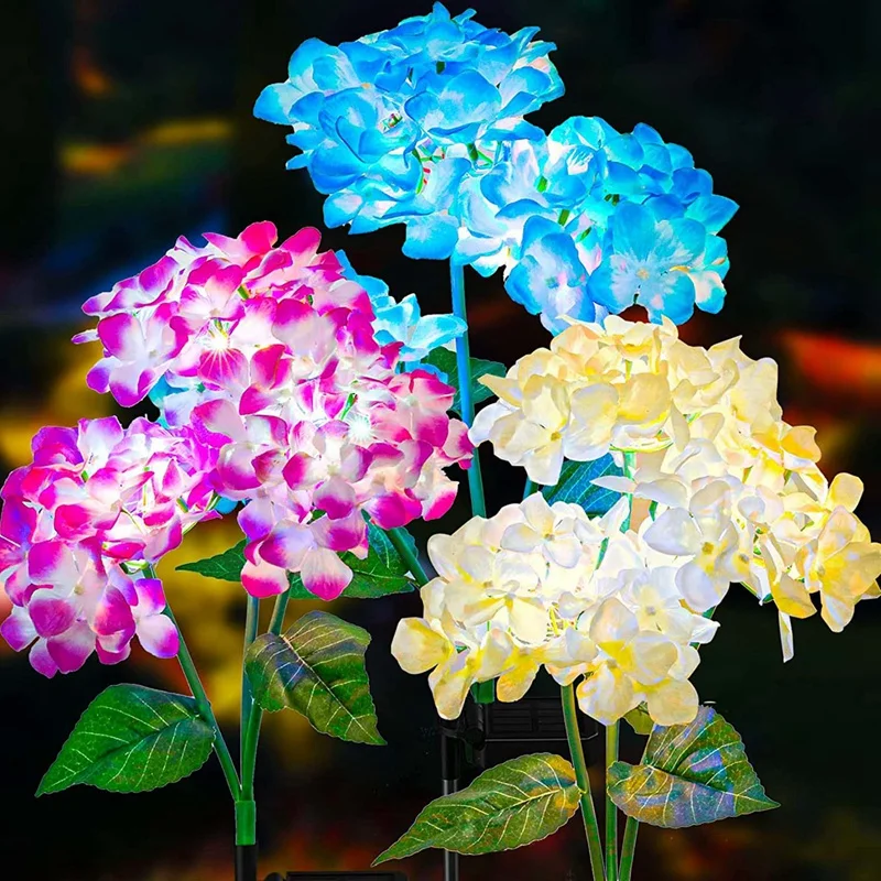 

Solar Garden Lights - 3 Pack Solar Lights Outdoor, Colorful Lights,Hydrangea Flower Lights For Yard Decor, Garden