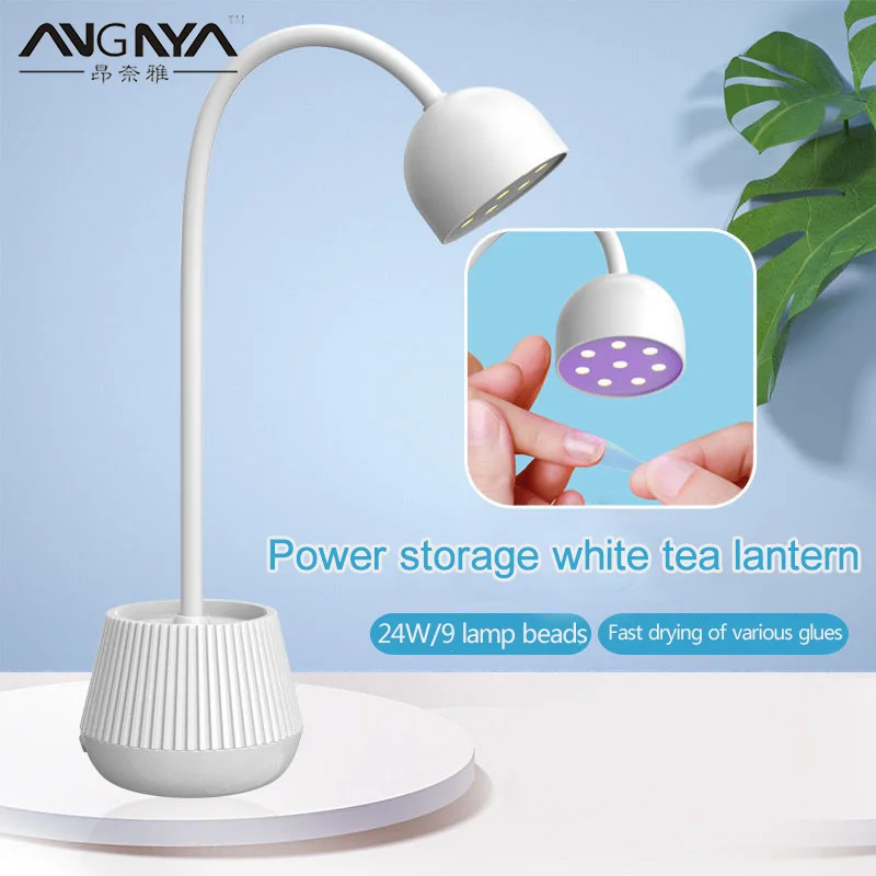 ANGNYA-Lámpara portátil recargable para manicura, secador de uñas de 24W, lámpara LED UV ajustable con Cable USB