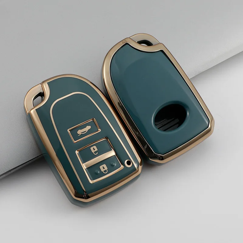 

Gold TPU Car Key Cover Case For Toyota Yaris HAIs 2020 Hiace 200 Sienta 3 Button Remote Shell FOB Protect Bag
