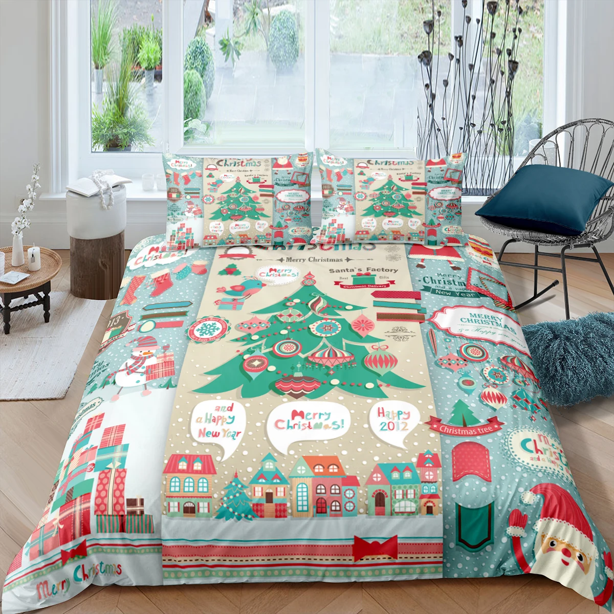 

Home Living Luxury 3D Christmas Bedding Set Christmas Bell Duvet Cover Pillowcase Queen and King EU/US/AU Size Polyester Bedding