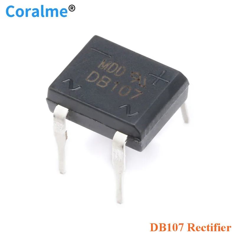 

50pcs Original DIP DB107 1A 1000V Silicon Bridge Rectifier with Pin