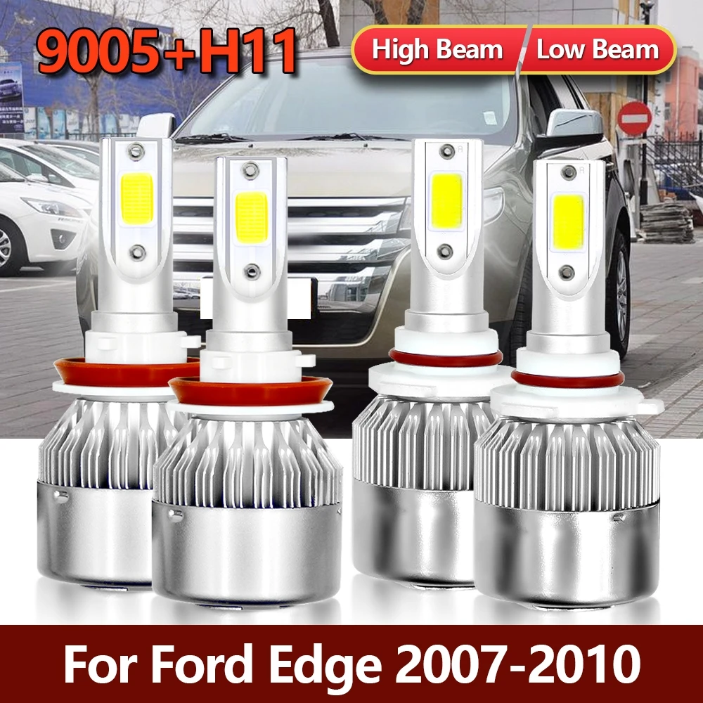 

4x светодиодный 9005 H11 лампы для фар комплект комбинированных фар дальнего и ближнего света передние Автомобильные турбо лампы для Ford Edge 2007 2008 2009 2010