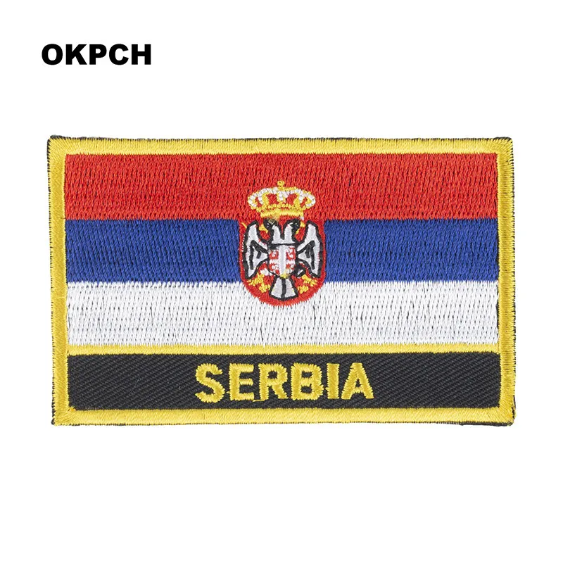 Фото Нашивки с вышивкой флага Сербии, утюг на пиле, переводные нашивки, швейные аппликации для одежды в дома и сада №1