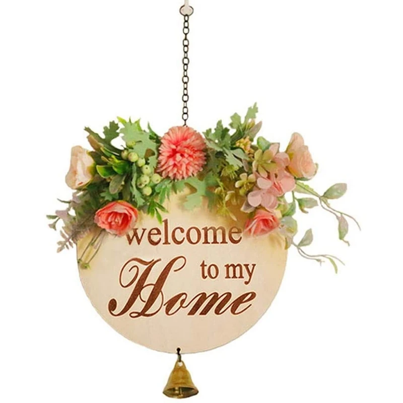 

Welcome Sign, Welcome Sign For Front Door, Front Door Decor Hanging Sign Rustic Wood Hanging Decor With Bell
