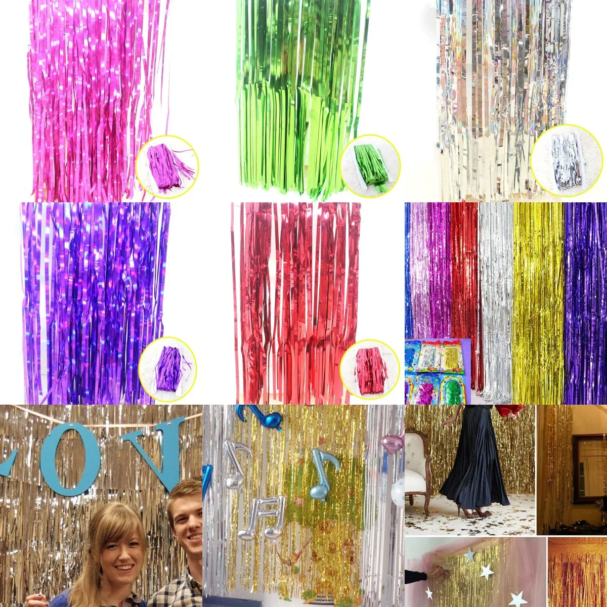 

2M Matte Birthday Party Decoration Backdrop Foil Tassel Fringe Curtain Kids Adult Photo Booth Baby Shower Wedding Matte Drape