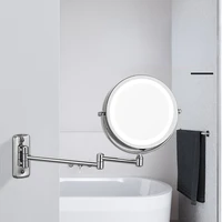 folding arm extend bathroom mirror with led light 7 inch wall mounted double side smart cosmetic makeup mirrors