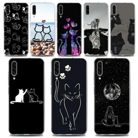 line art funny cute cat clear phone case for samsung a70 a40 a50 a30 a20e case a20s a10 note 8 9 10 plus lite 20 silicone