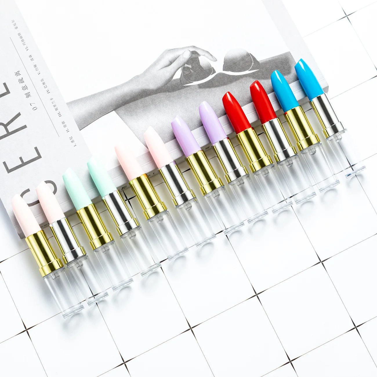 

24Pcs Creative Lipstick Ballpoint Pen Writing Office School Supplies 1.0mm Black Ball Pen Metal Pens Student Stationery