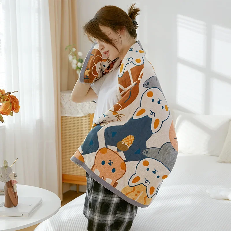 Хлопковое банное полотенце Kawaii для взрослых и детей ванной быстросохнущее