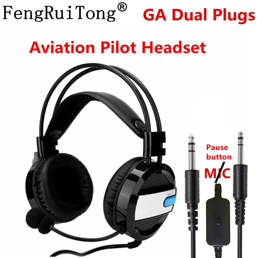 Radio Aviation Pilot ABS Headset Noise Reduction GA Dual Plugs With Comfort Ear Seals Universal With volume adjustment