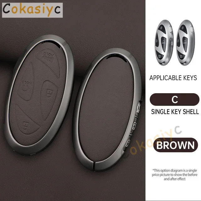 

Кожаный чехол для дистанционного ключа из цинкового сплава, чехол-держатель для Hyundai Ionic 6 Grandeur GN7 Kona Ev, аксессуары для нового Гран-при