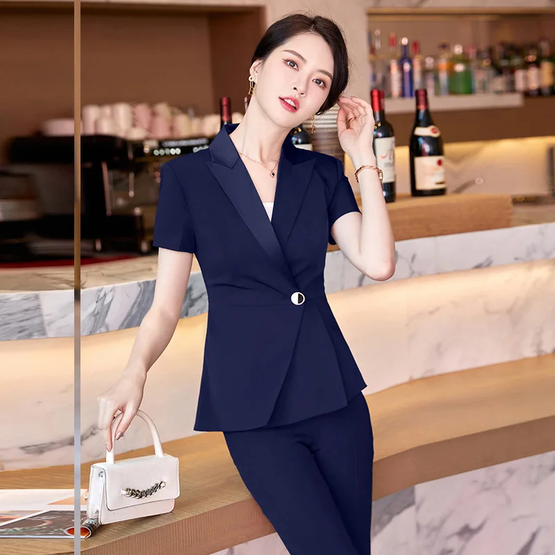 S-4XL Spring and Summer High-end Women's Office Suit Pants Two-piece Set 2022 New Elegant Slim Ladies Jacket Casual Pants