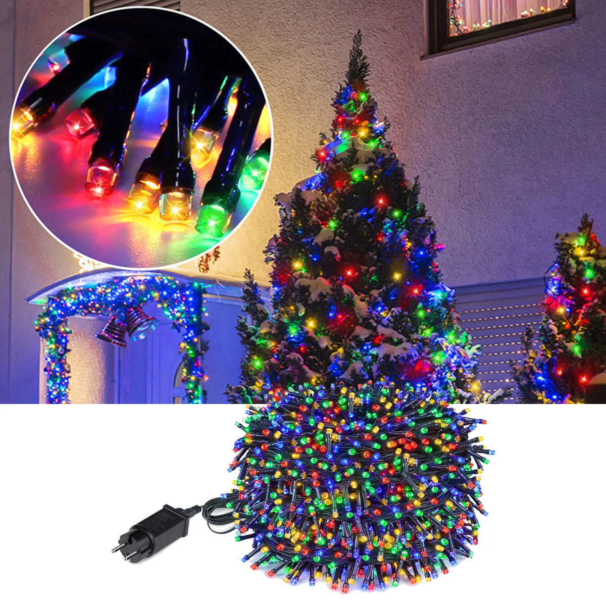 

Водонепроницаемые Светодиодные Гирлянды Для Рождества 10м/20м/30м, Разноцветные И Теплого Белого Света