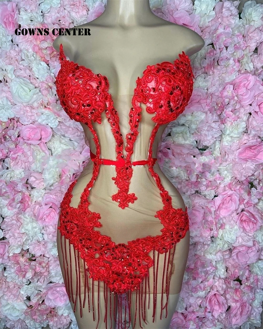 

Sexy Red Prom Dresses 2022 Luxury Gowns For Black Girls Mermaid Homecoming Dress Sweetheart Mini Cocktail Gown With Tassels robe