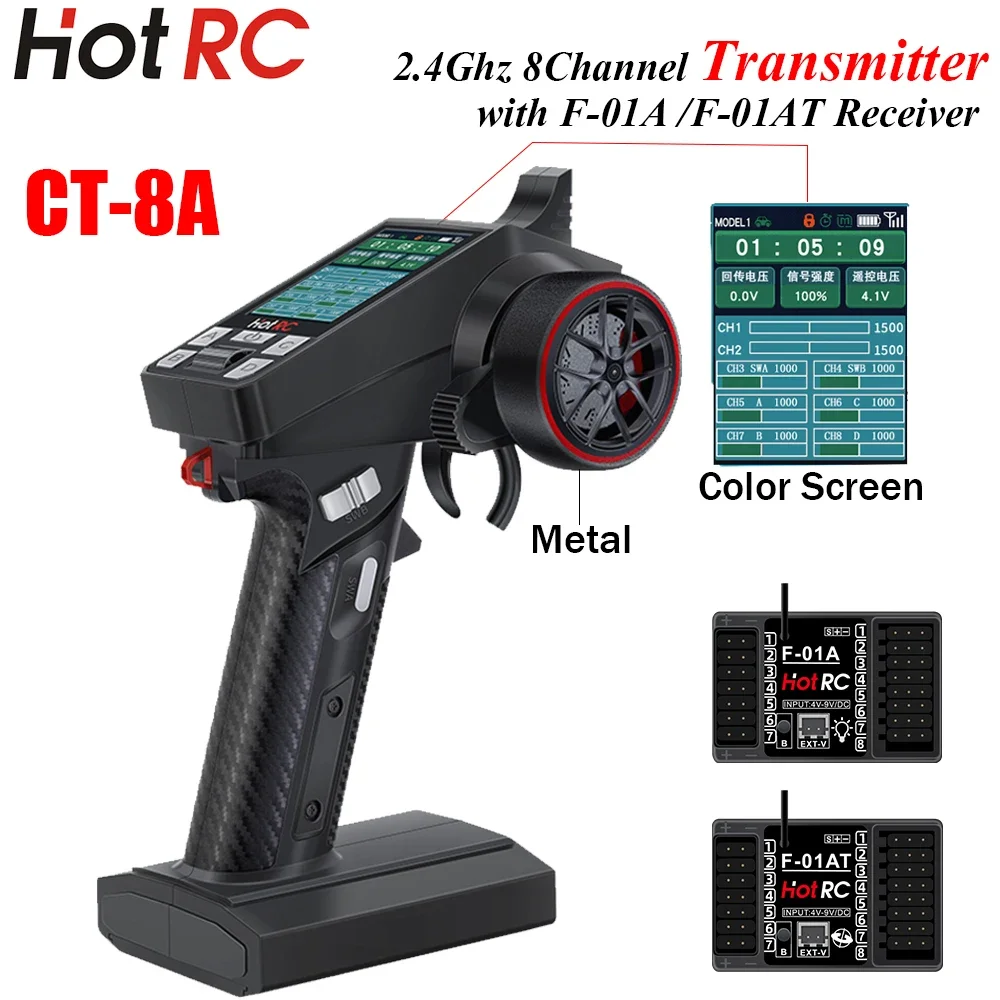 HOTRC CT-8A 8-канальный 2 4 ГГц передатчик с дистанционным управлением F-01A F-01AT