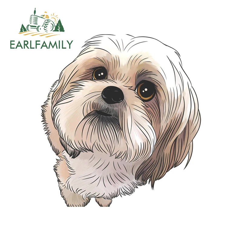 

EARLFAMILY 13cm x 12.7cm for lhasa Apso Refrigerator Car Sticker Auto Windshield Waterproof Decal Occlusion Scratch Car Styling