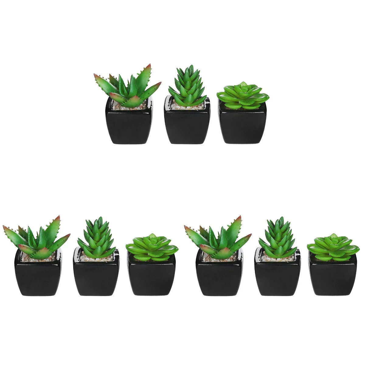 

pcs Square Black Ceramic Artificial Succulent Planter Mini Faux Potted Plants