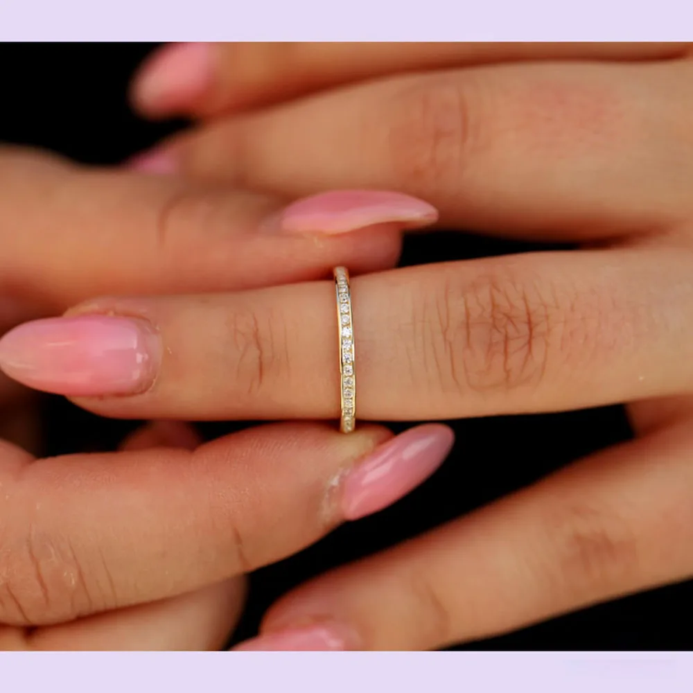 Обручальное кольцо с камнями 1 3 мм выращенным в лаборатории бриллиантами