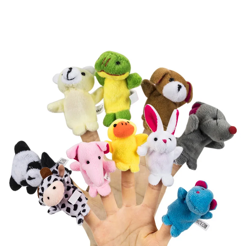 

6/10Pcs Set Cartoon Animal Family Finger Puppet Soft Plush Role Play Tell Story Cloth Doll Educational Toys For Children Gift