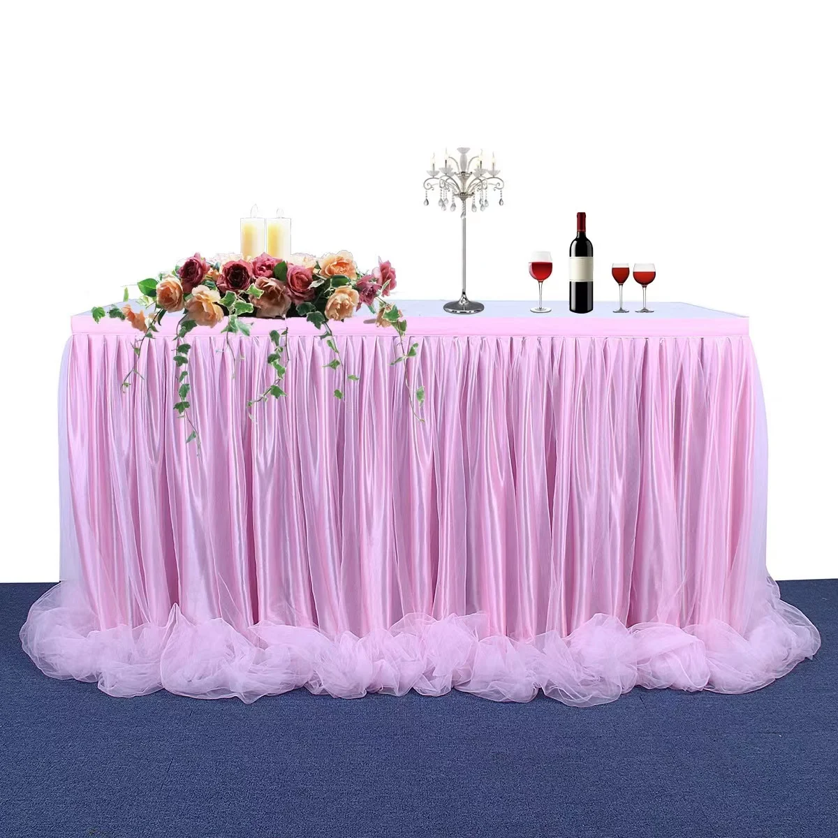 

6ft Pink Tulle Tutu Table Skirt Tablecloth for Sweet Baby Shower Girl Gender Reveal Unicorn Birthday Party Cake Table Decoration