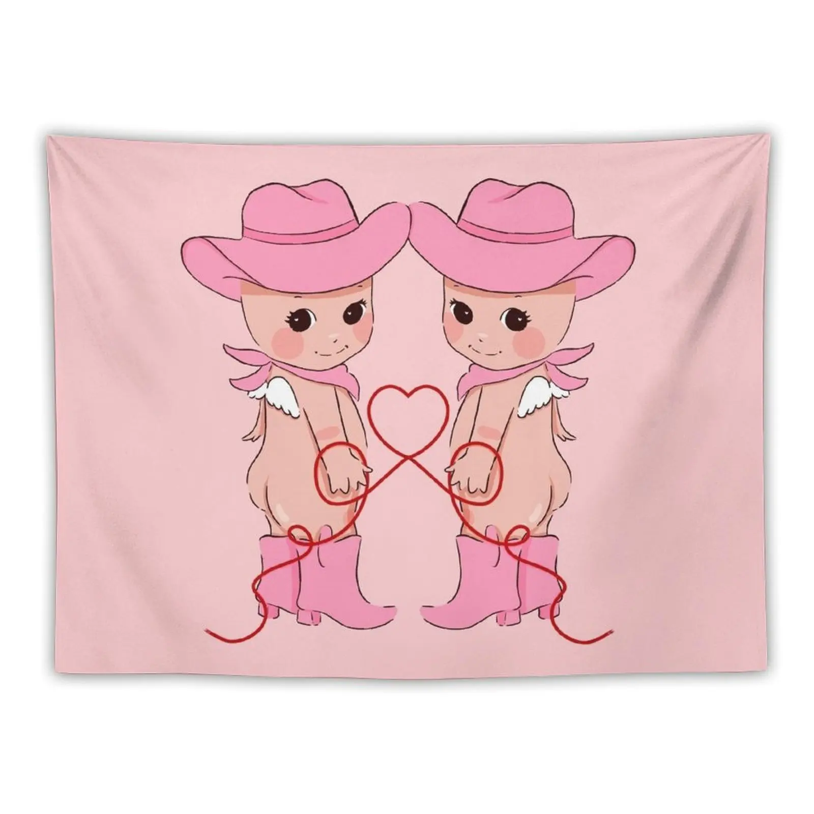 Розовый гобелен Cowgirl Cherubs