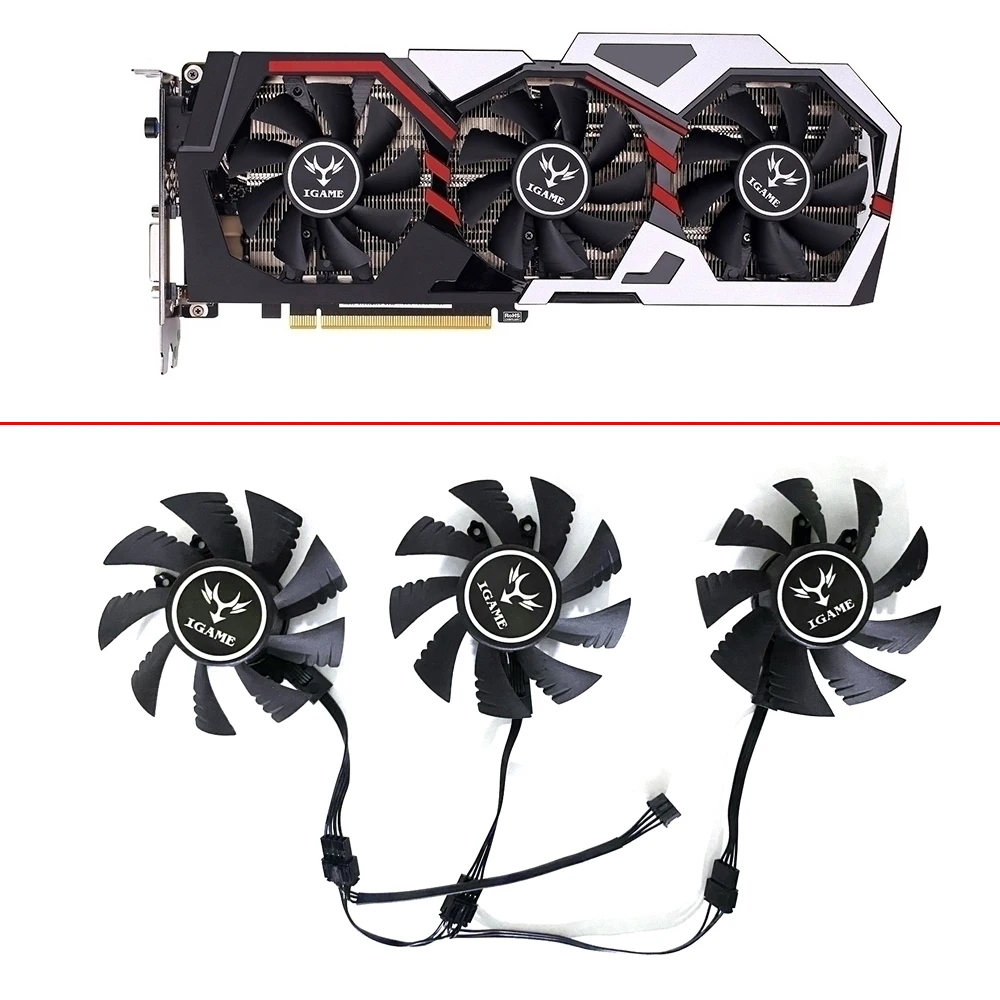 Новый вентилятор для графического процессора iGame GTX 1070Ti/GTX1080/GTX1060/GTX1050 3 шт. 75 мм 4