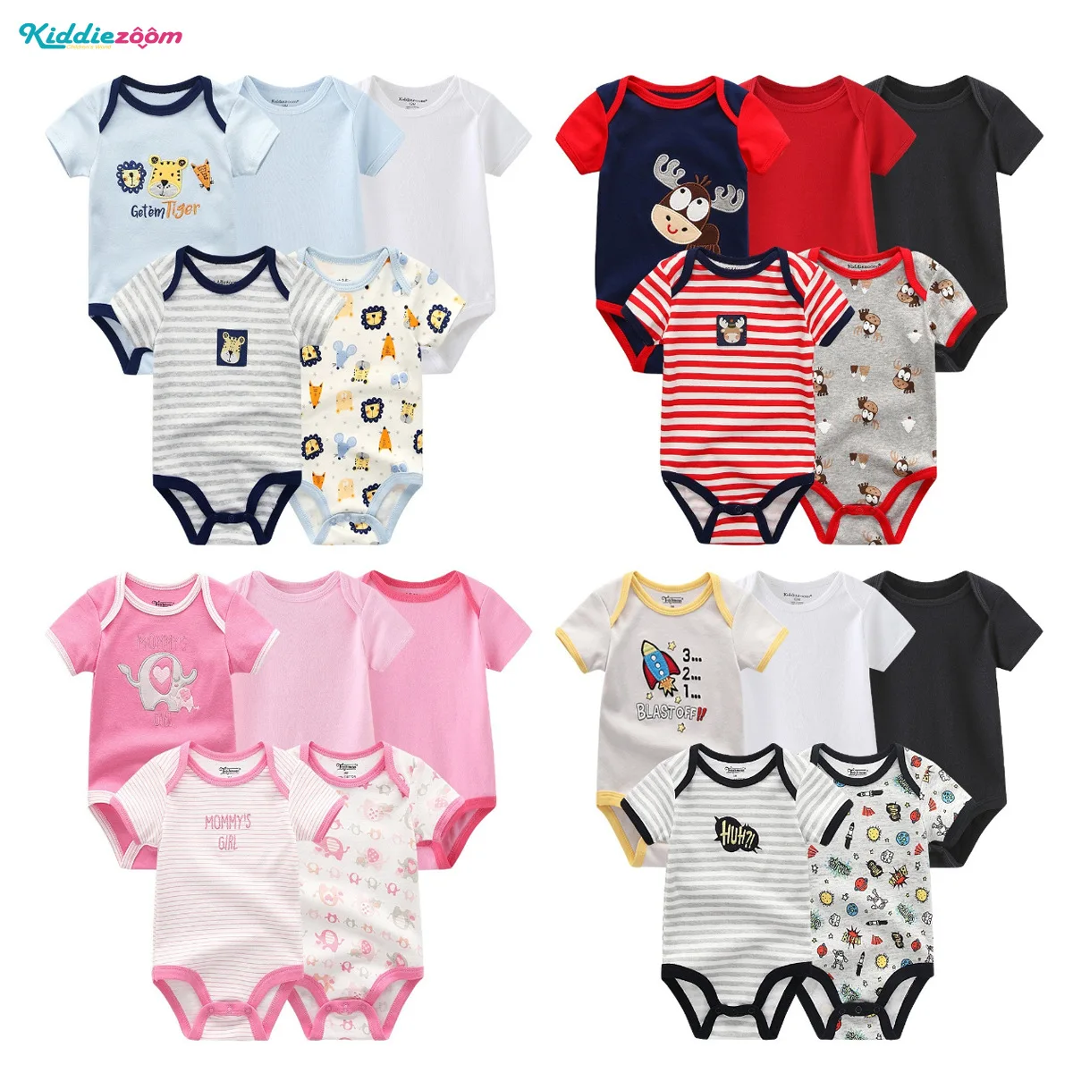 

Baby Boy Jumpsuits 5 Pieces Newborn Clothes Set Toddler Girl Bodysuit Kiddiezoom Clothing 100%Cotton Soft Infant Rompers 0-12M