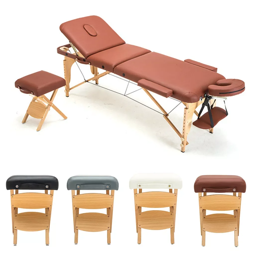 

Folding Massage Salon Drafting Stool - Spa Salon Facial Beauty Care Chair with PU Leather Seat Cushion