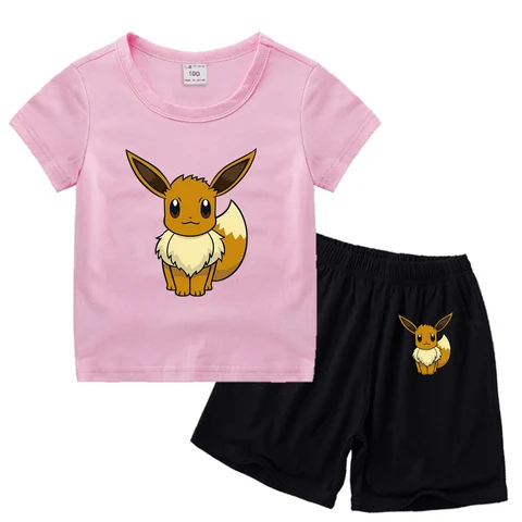 Новый детский летний костюм с покемоном, хлопковая Футболка с аниме топом и шорты, комплект модных пижамных комплектов Пикачу, домашняя одежда, подарок