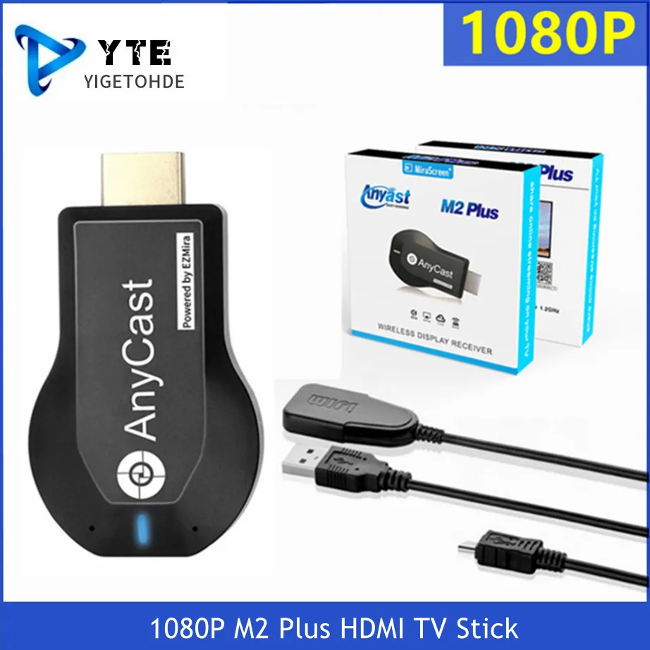 YIGETOHDE 1080P M2 Plus HDMI TV Stick Wifi Display TV Dongle Receiver Anycast DLNA Share Screen for IOS Android Miracast Airplay