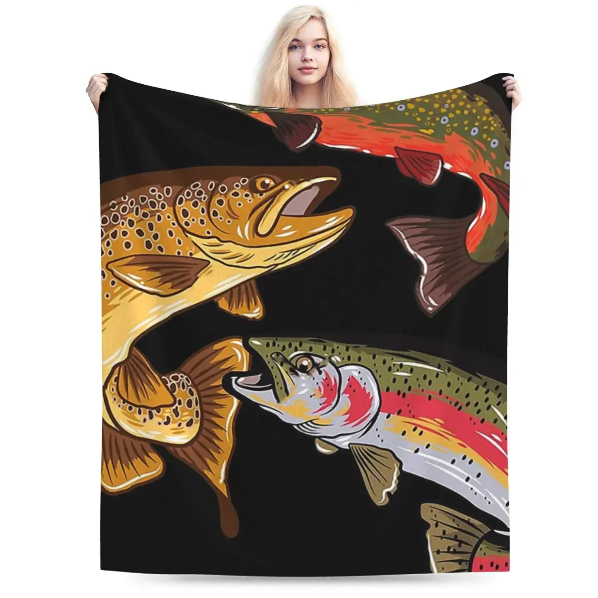 Одеяло для ловли нахлыстом форели мягкий теплый фланелевый плед покрывало