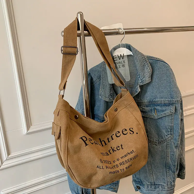 HAEX Casual Street Tote Bag Femme Vintage Large Capacity Women's Bag 2022 Trend Daily Students Hasp Book Crossbody Bolso Mujer