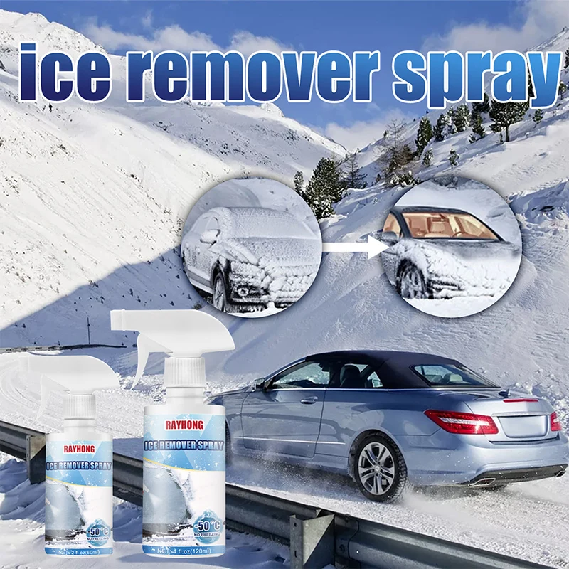 

60ml/120ml Car Ice Remover Spray Auto Windshield Snow Removal Agent Winter Vehicle Window Glass Fast Defrosting Deicing Liquid