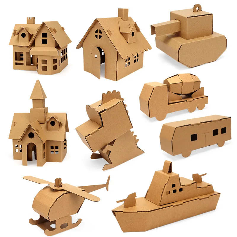 

DIY Production Material Package Graffiti Carton Creative Assembly Cottage House Student Cardboard Kids Handmade Games Puzzles