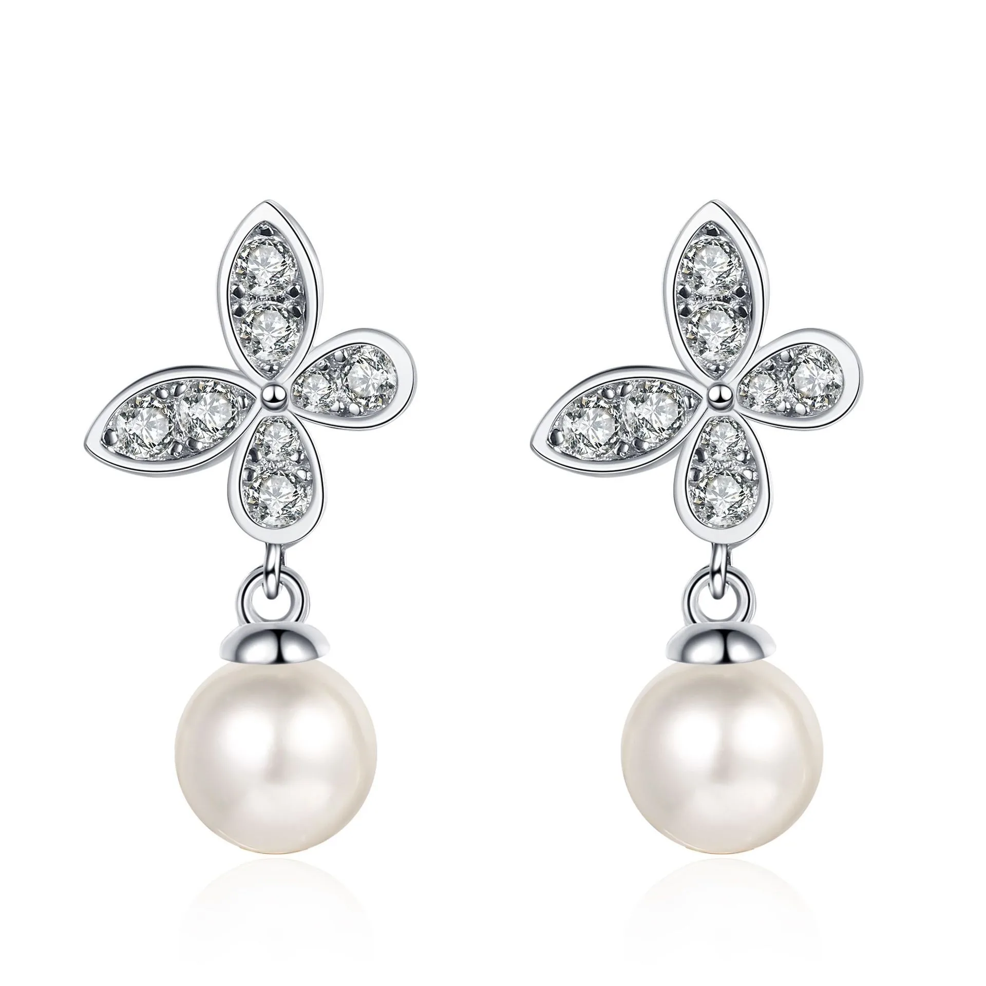 

AZ530-E Lefei Fashion Moissanite Classic Butterfly Freshwater 7mm Pearl Earring For Women 925 Sterling Silver Party Gift Jewelry