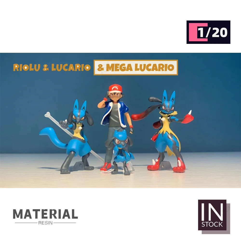 

[В наличии] мировая фигурка масштаба 1/20 [BQG Studio] - Riolu & Lucario & Mega Lucario Коллекционные Подарочные игрушки