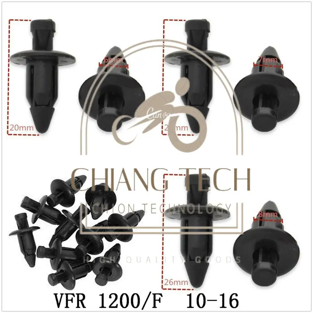 

Комплект болтов обтекателя, пластиковые расширительные болты для кузова, шипы, болты, гайки, подходят для HONDA VFR 1200/F 2010-2016